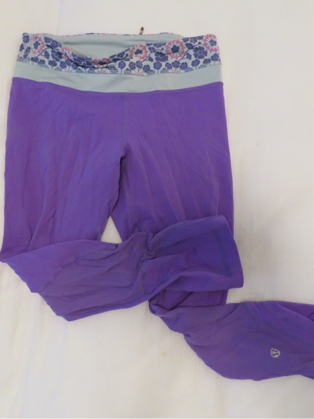 lululemon athletica Purple Leggings with Floral Waistband